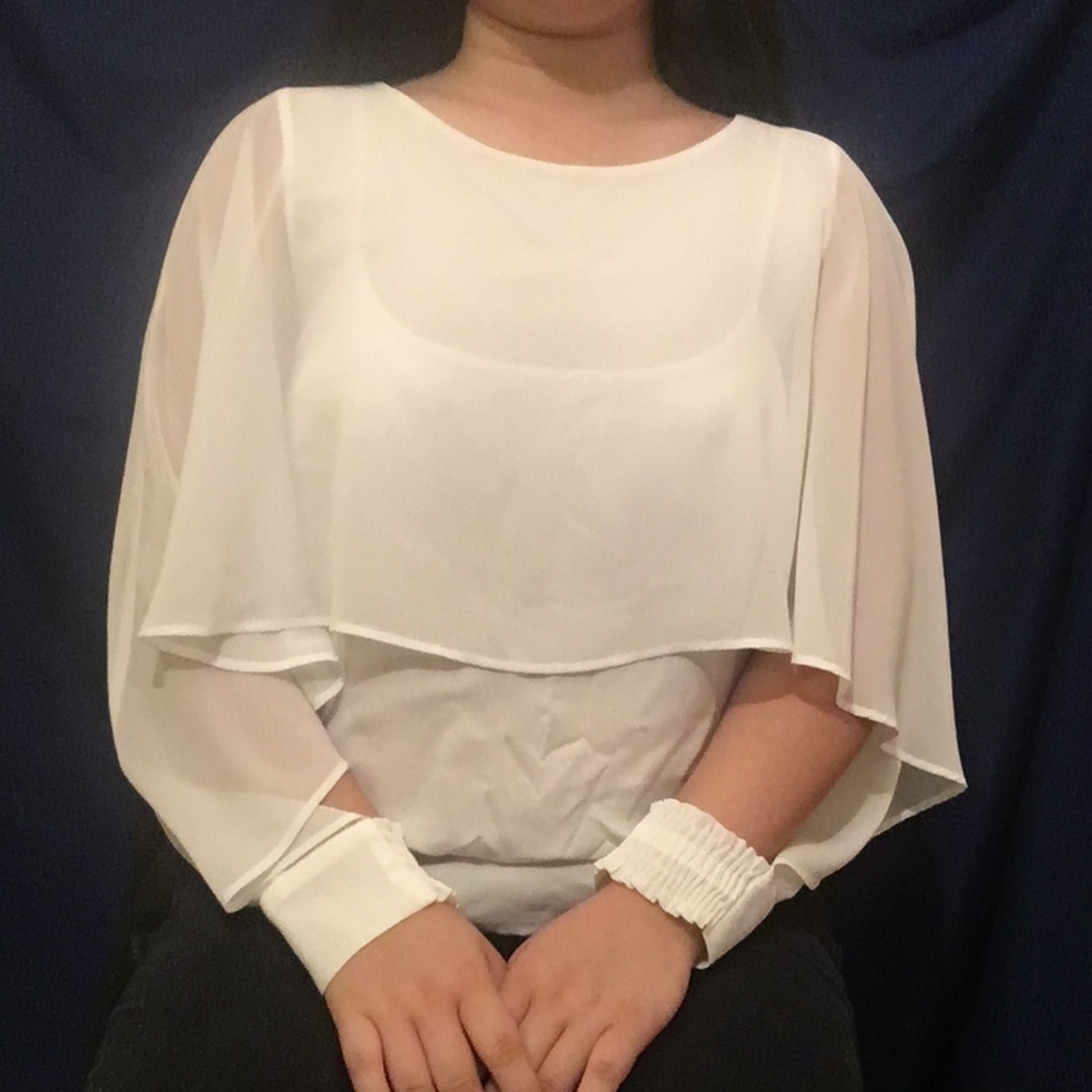 Zara Sheer White Flowey Top size 8